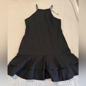 Giani Bini Black Ruffle Hem Sleeveless Dress